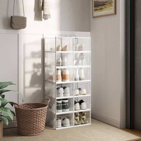 Kenkälaatikot, SONGMICS LSP12WT, 35x25.2x19 cm, läpinäkyvä valkoinen