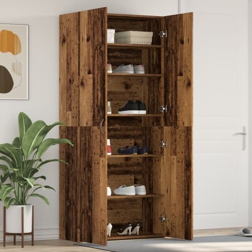 Skoskåp Gammalt Trä 80x35,5x180 cm Ingenjörsträ
