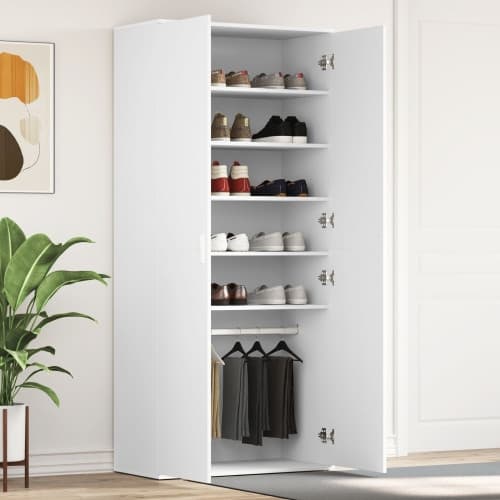 Sko skåp Vit 80x39x180 cm Konstruerat trä