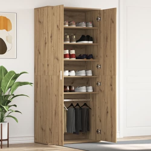 Sko Cabinet Hantverksmässig Ek 80x39x180 cm Konstruerat trä