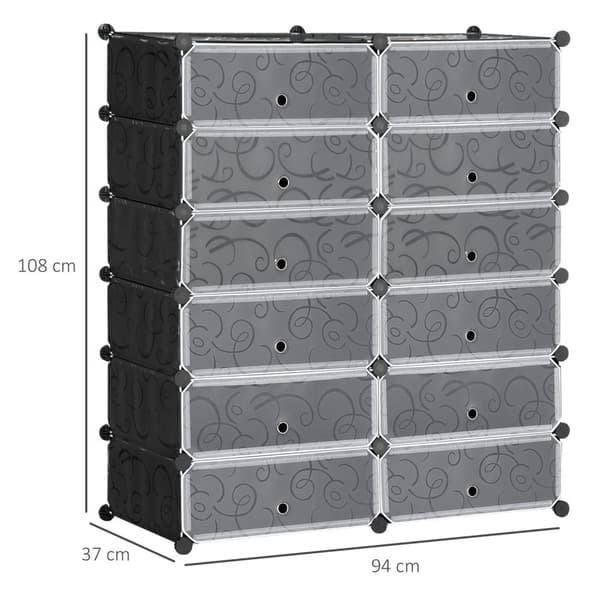 Rootz Shoe Rack - Storage Organizer - Shoe Shelf - Modular Design - Håller 24 par - 94 cm x 37 cm x 108 cm