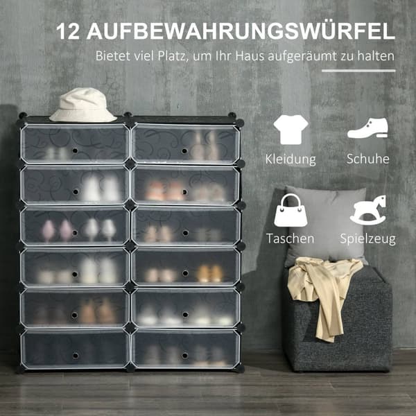 Rootz Shoe Rack - Storage Organizer - Shoe Shelf - Modular Design - Håller 24 par - 94 cm x 37 cm x 108 cm
