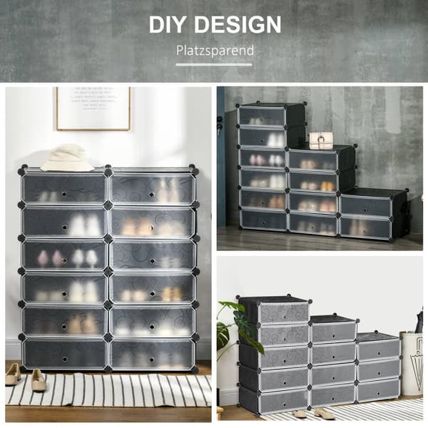 Rootz Shoe Rack - Storage Organizer - Shoe Shelf - Modular Design - Håller 24 par - 94 cm x 37 cm x 108 cm