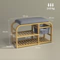 Pikkukuva 3 / 10: Rootz -kenkäpenkki hyllyillä - kengän säilytyspenkki - Bambu -istuin - verhoiltu istuin - 70 cm x 30cm x 45cm - pehmeä mukavuus ja tehokas organisaati