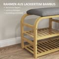 Pikkukuva 6 / 10: Rootz -kenkäpenkki hyllyillä - kengän säilytyspenkki - Bambu -istuin - verhoiltu istuin - 70 cm x 30cm x 45cm - pehmeä mukavuus ja tehokas organisaati