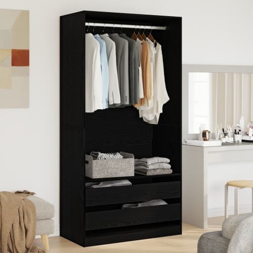 Skåp Svart Ek 100x50x200 cm Konstruerat trä