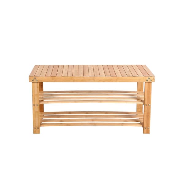 Bænk med skostativ af bambus