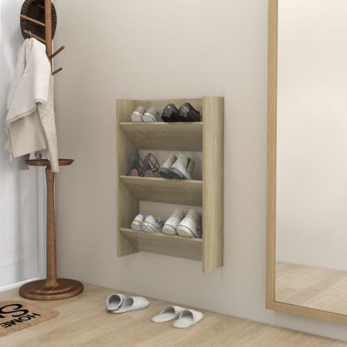 Väggmonterat skoställ sonoma-ek 60x18x90 cm konstruerat trä