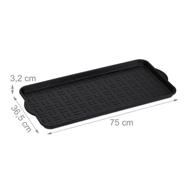 Relaxdays Set med 2 skoställ, Lådor med hög kant, för 6 - 8 par, plast, 75 x 36,5 cm, svart