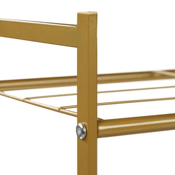 Relaxdays Skoskåp, 2 hyllor, för 6 par, metall HxBxD: 33,5 x 69,5 x 26 cm, guld