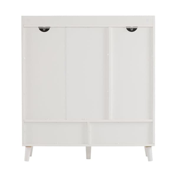Skoskab med justerbare hylder – Minimalistisk opbevaring til entré med ben i massivt træ – 99x90x35 cm