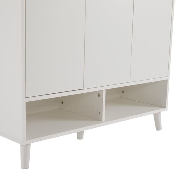 Skoskab med justerbare hylder – Minimalistisk opbevaring til entré med ben i massivt træ – 99x90x35 cm