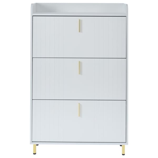 Skoskåp 80x23,5x123,5 cm - med 3 klaffar - med 6 justerbara fack - vitt