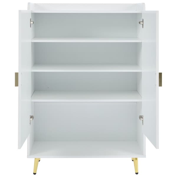 Skoskab 75 x 37 x 110 cm - Skohylde i 3 lag - Åben bundskuffe - Med 2 låger - Hvid