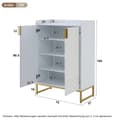 Miniatyrbillede 3 af 3: 2 moderne hvide skoskabe med guldfarvede metalben og låger – Entré eller opbevaringsskab – 75x37x105 cm