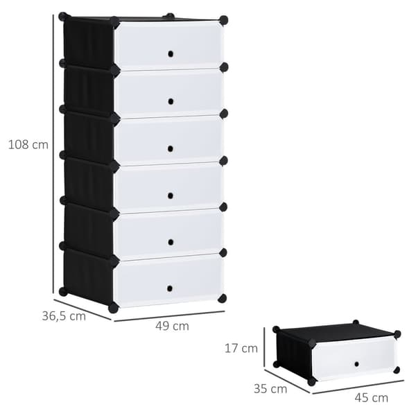 Rootz Modular Shoe Shelf System - Opbevaringsstativ - Skoarrangør - Tilpasbart design - 49 cm x 36,5 cm x 108 cm