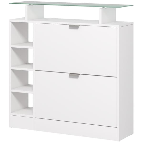 Rootz Shoe Cabinet med 2 vippelige skuffer - skoopbevaring - Fodtøjsarrangør - Tilpasbare hylder - 89 x 25 x 92 cm