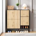 Miniatyrbild 1 av 11: Skoskåp med sittbänk, skoställ med tre klaffar och öppen förvaring – perfekt för hall och sovrum