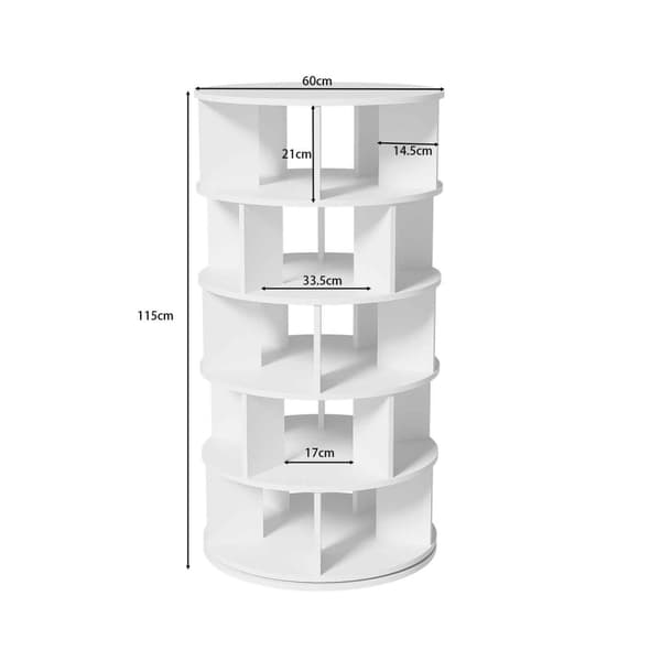 Roterende skoskab - Drejeligt - 5 niveauer - Hvid