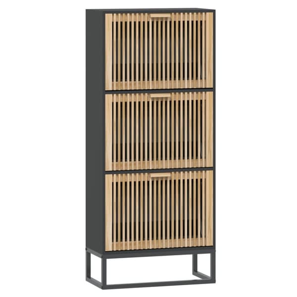 Skoskåp svart 52x25x120 cm konstruerat trä