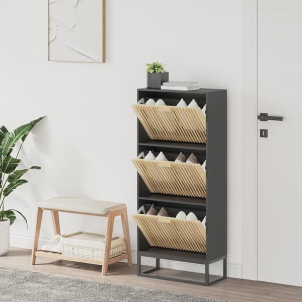 Skoskåp svart 52x25x120 cm konstruerat trä