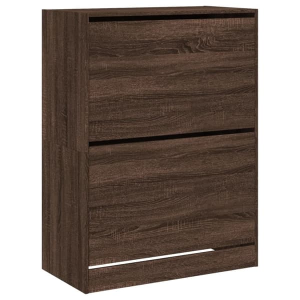 Skoskåp med 2 flip-lådor brun ek 80x42x108 cm