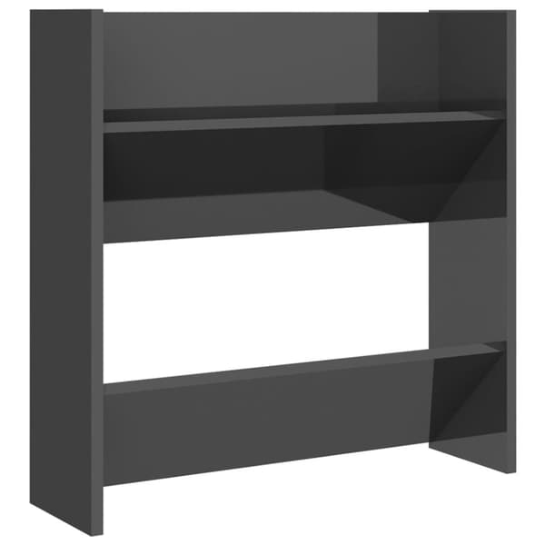 Väggmonterat skoställ grå högglans 60x18x60 cm konstruerat trä