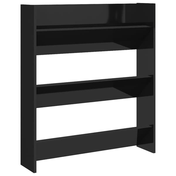 Väggmonterat skoställ svart högglans 80x18x90 cm konstr. trä
