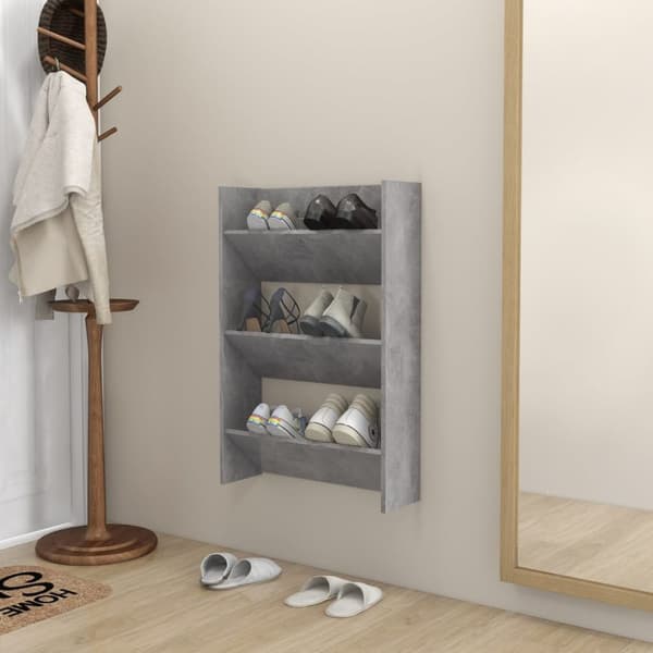 Väggmonterat skoställ betonggrå 60x18x90 cm konstruerat trä