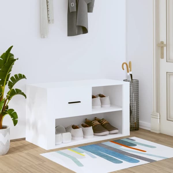 Skoskåp vit 80x35x45cm konstruerat trä