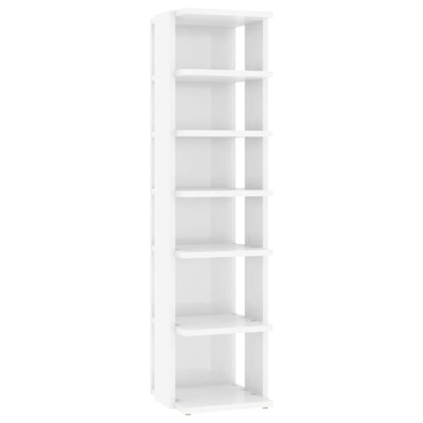Skoskåp vit högglans 27,5x27x102 cm konstruerat trä