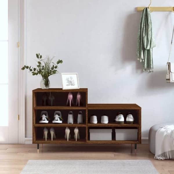 Skoskåp brun ek 102x36x60 cm konstruerat trä