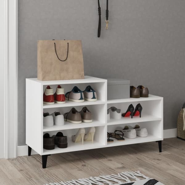 Skoskåp vit 102x36x60 cm konstruerat trä