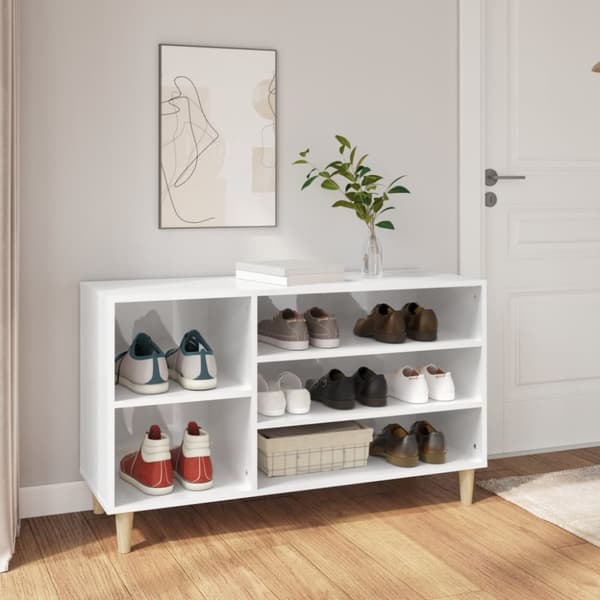 Skoskåp vit högglans 102x36x60 cm konstruerat trä