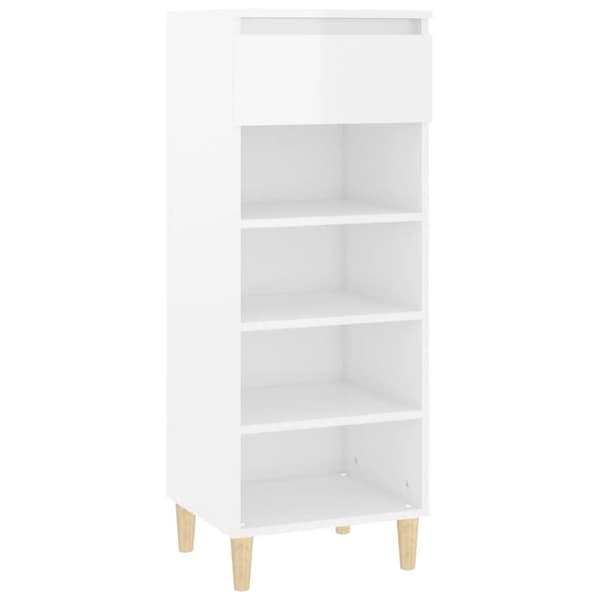 Skoskåp vit högglans 40x36x105 cm konstruerat trä