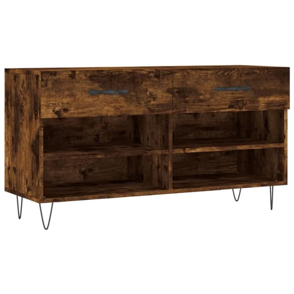 Skobänk rökfärgad ek 102x35x55 cm konstruerat trä