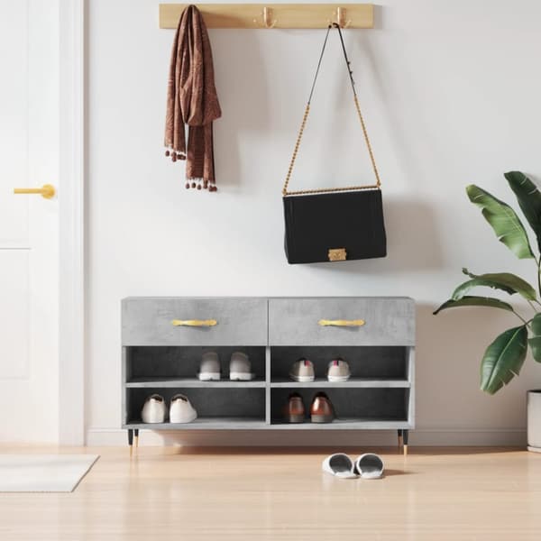 Skobänk betonggrå 102x35x55 cm konstruerat trä