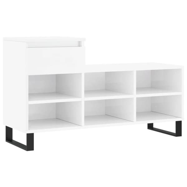 Skoskåp vit högglans 102x36x60 cm konstruerat trä