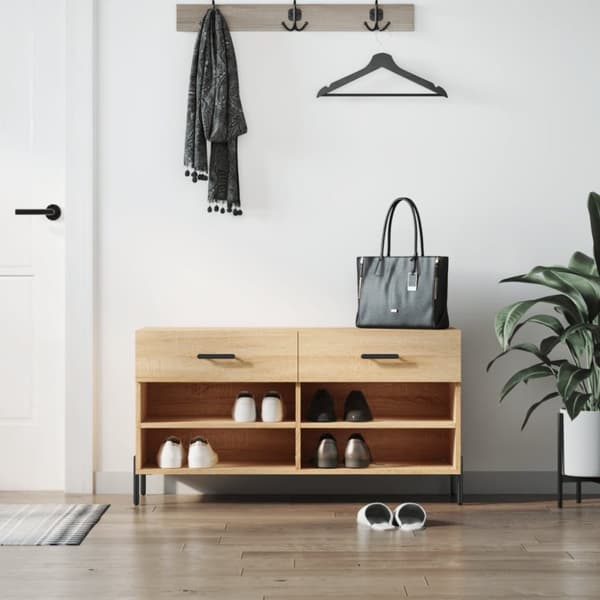 Skobänk sonoma-ek 102x35x55 cm konstruerat trä