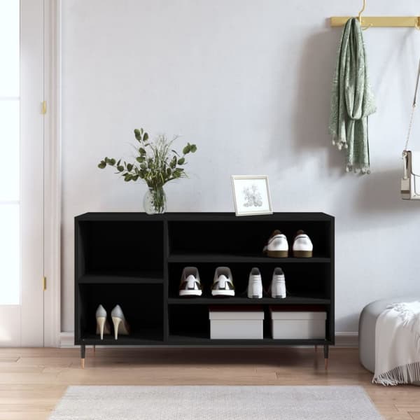 Skoskåp svart 102x36x60 cm konstruerat trä