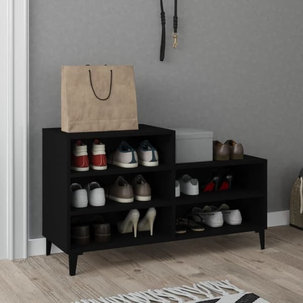 Skoskåp svart 102x36x60 cm konstruerat trä