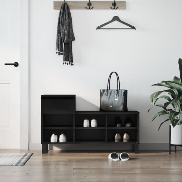 Skoskåp svart 102x36x60 cm konstruerat trä