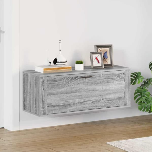 Väggmonterat skoskåp grå sonoma 100x35x38 cm konstruerat trä