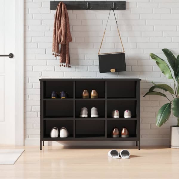 Skohylla svart 102x36x60 cm konstruerat trä