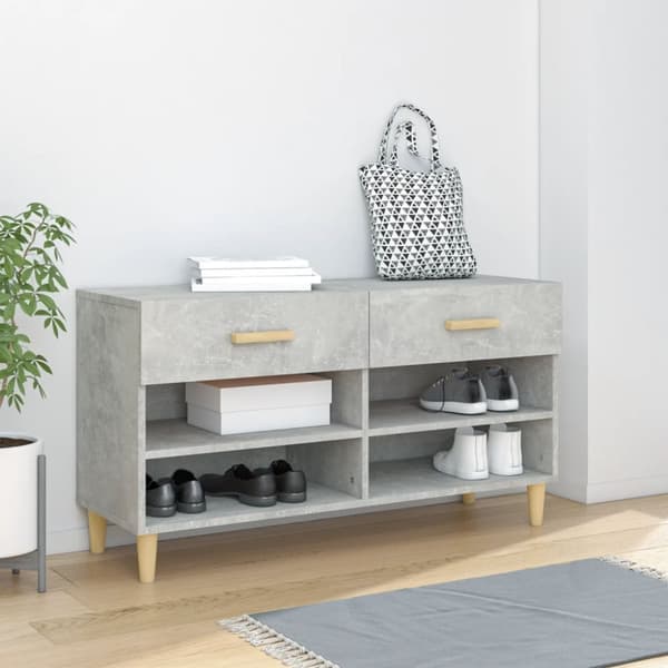 Skoskåp betonggrå 102x35x55 cm konstruerat trä