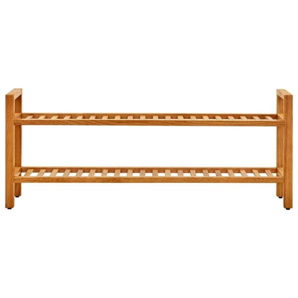 Skohylla med 2 hyllor 100x27x40 cm massiv ek
