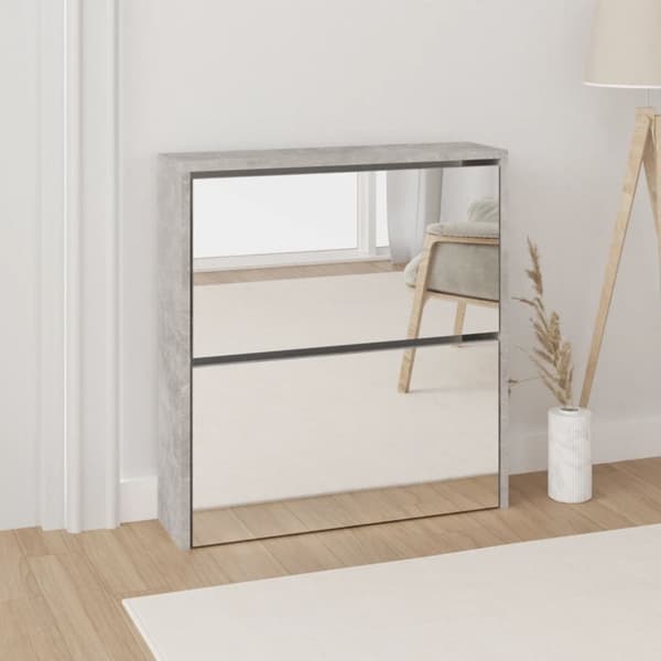 Skoskåp med 2 skåp betonggrå 63x17x67 cm