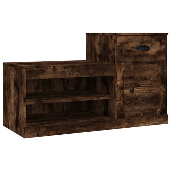 Skoställ rökfärgad ek 100x42x60 cm konstruerat trä