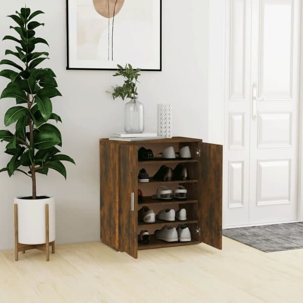 Skoställ rökfärgad ek 60x35x70 cm konstruerat trä