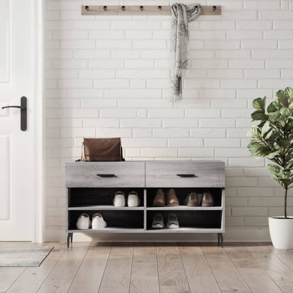 Skobänk grå sonoma 102x35x55 cm konstruerat trä